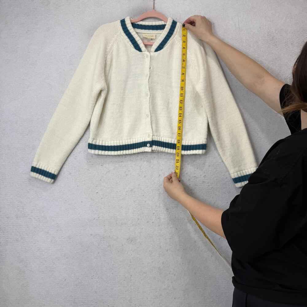 ModCloth Cardigan Sweater Womens XL White Dragon Graphic Button Front Knit - Picture 6 of 8